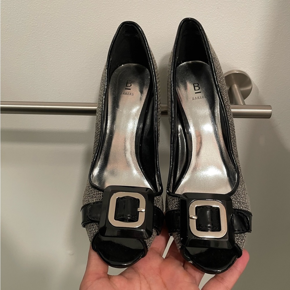 Vintage Peep Toe Heels with Buckle